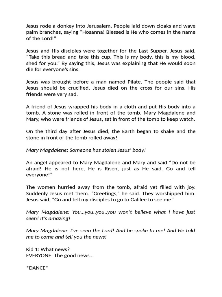 Jesus Rode A Donkey Into Jerusalem | PDF