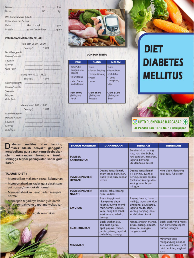 Menu Diet Diabetes Melitus Sehari-hari | PDF