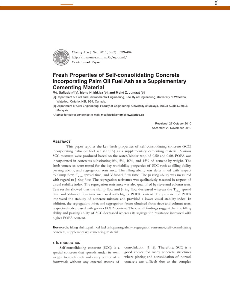 Self-Consolidating Concrete With POFA | PDF | Concrete | Oxide