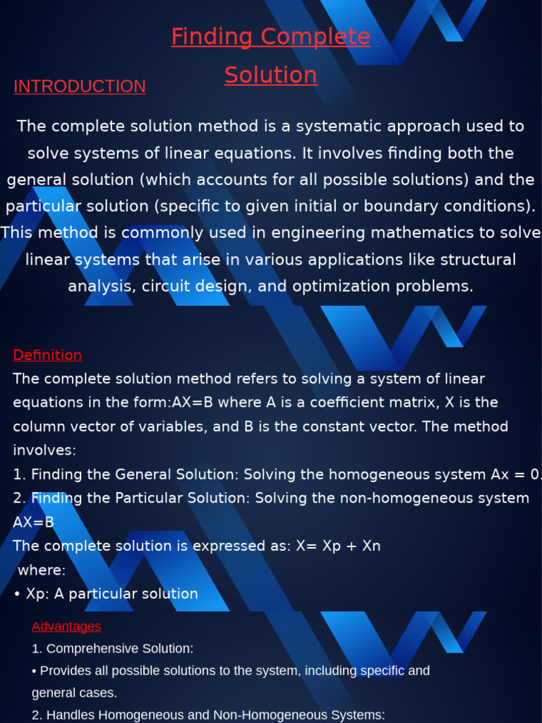 Complete Solution Method for Linear Systems | PDF | System Of Linear ...