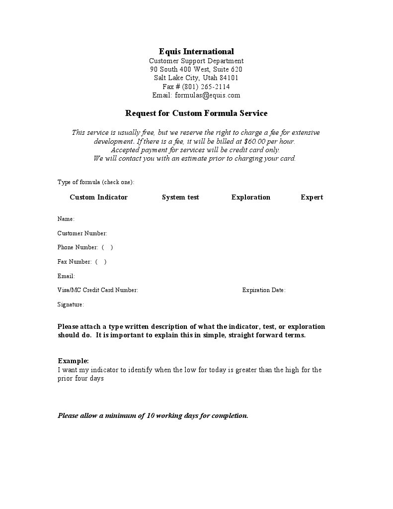 Custom Formula Request Form | PDF
