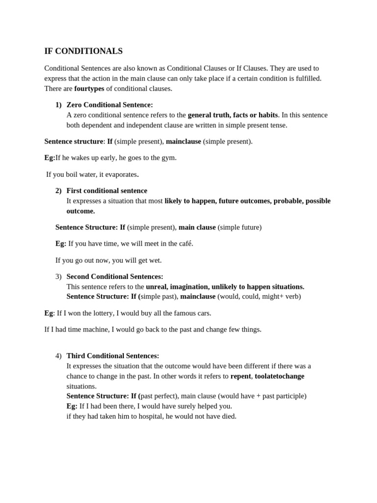 Understanding Conditional Sentences | PDF