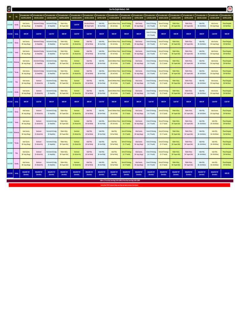GS Foundation Batch Class Schedule December | PDF | Earth Sciences