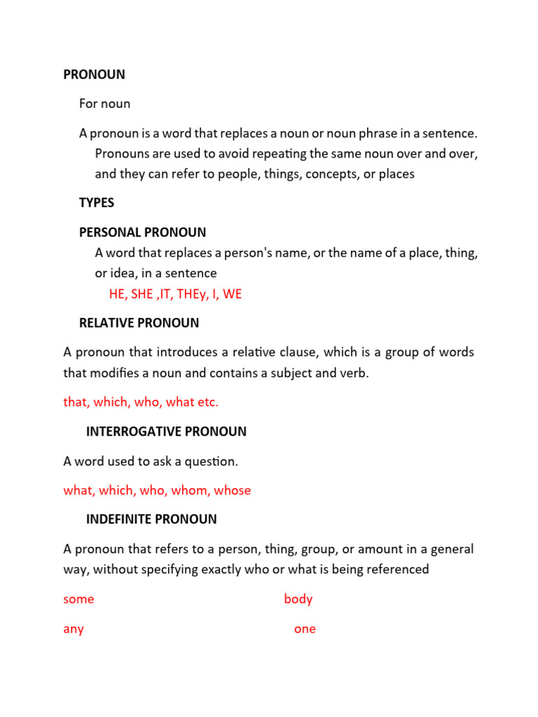 Types of Pronouns Explained | PDF