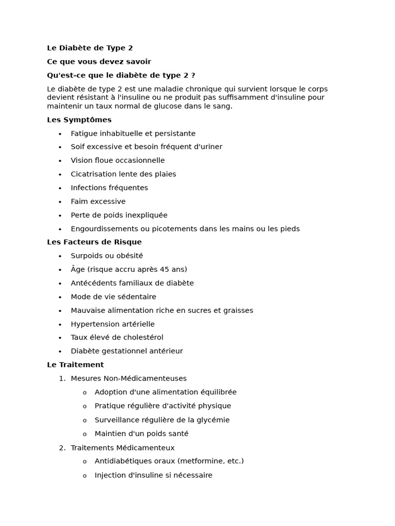 Comprendre le Diabète de Type 2 | PDF