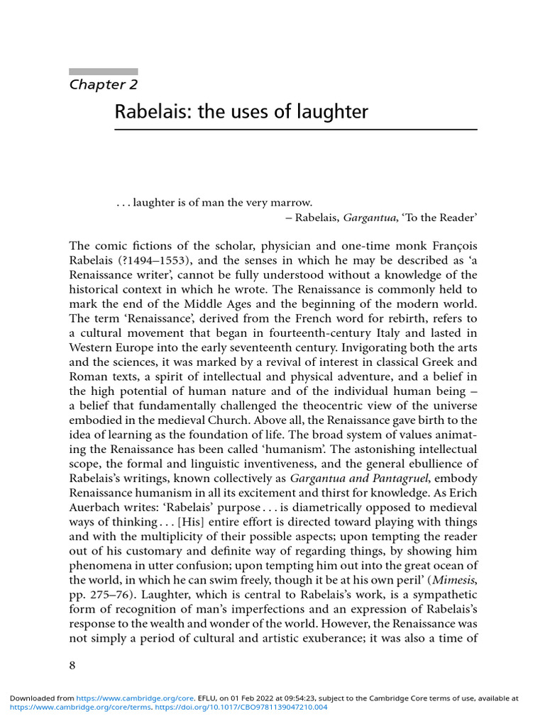 Rabelais and the Power of Laughter | PDF | Gargantua And Pantagruel