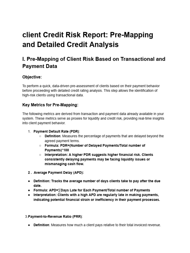 Client Credit Risk Pre-Mapping Analysis | PDF | Money | Business