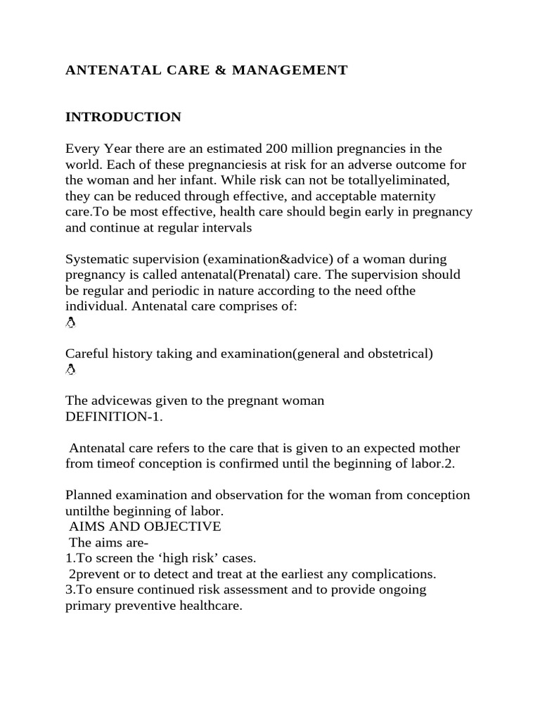 ANTENATAL CARE | PDF | Pregnancy | Childbirth