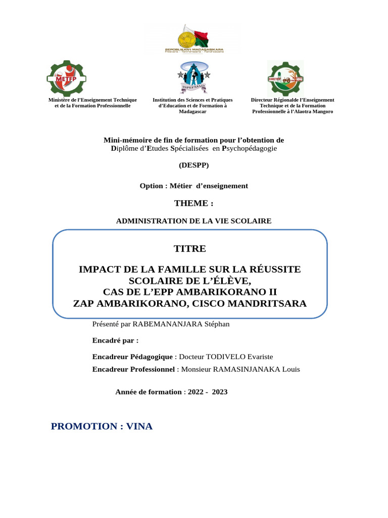 Impact familial sur la réussite scolaire | PDF | Méritocratie | Enseignants