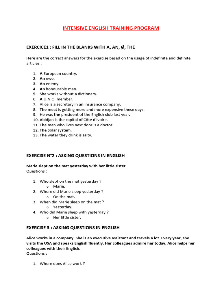 INTENSIVE ENGLISH TRAINING PROGRAM (Anglzis) | PDF