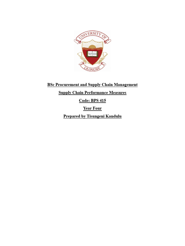 Supply Chain Performance Metrics Guide | PDF | Supply Chain ...