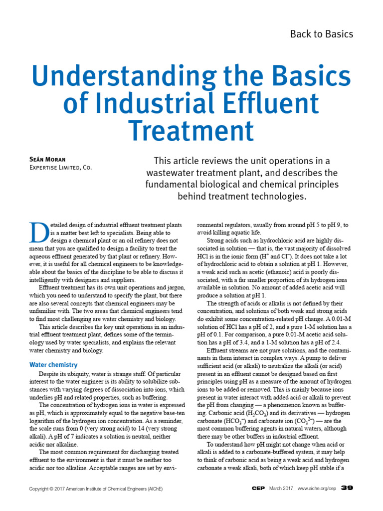 Basics of Industrial Effluent Treatment | PDF | Ph | Acid