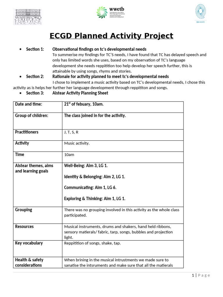 Guidance Notes for ECGD Project | PDF | Human Life Stages | Behavior ...