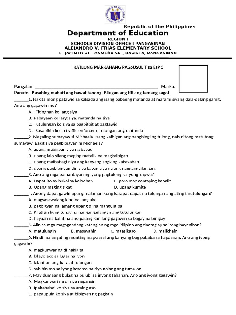 Pt-Esp 5 - Q3 | PDF