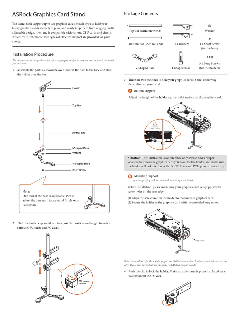 ASRock GPU Stand Installation Guide | PDF | Screw | Graphics Processing ...