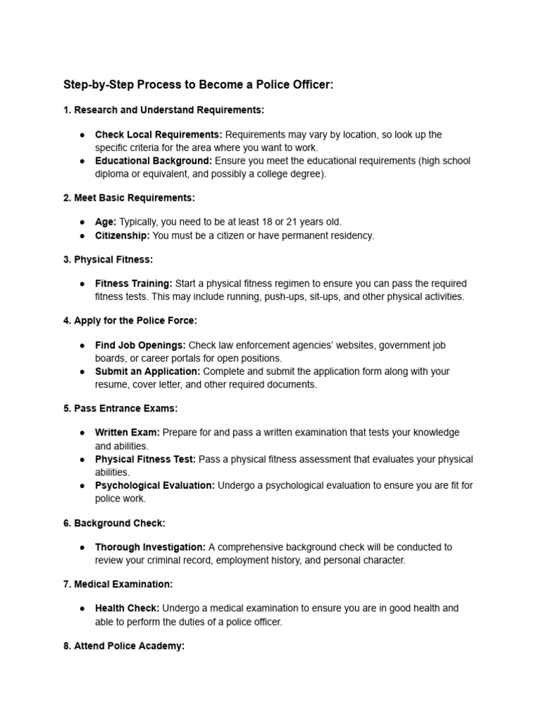 Steps to Become a Police Officer | PDF | Police | Background Check
