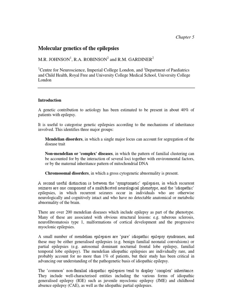 05 Molecular Genetics of The Epilepsies | PDF | Epilepsy | Ion Channel
