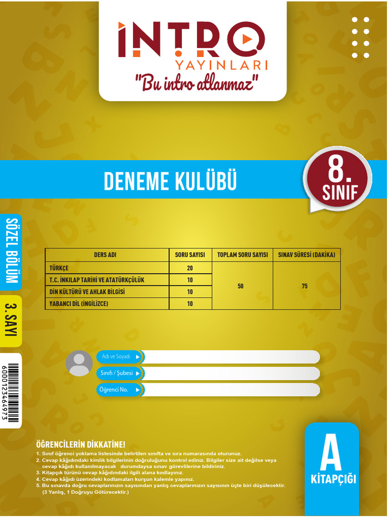 Sınıf Intro Yayıncılık Deneme Kulübü 3 | PDF