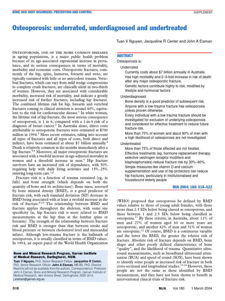 Osteoporosis Underrated Underdiagnosed A | PDF | Osteoporosis | Bone