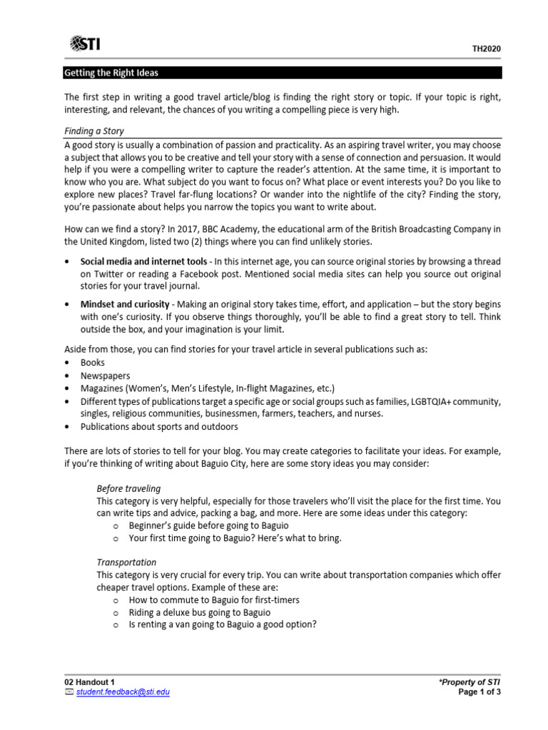 02_Handout_1_TH2020 | PDF | Tourism