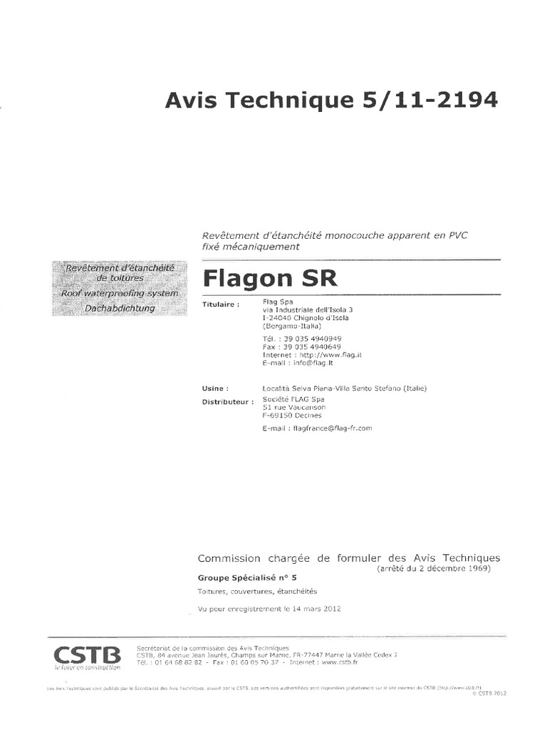 Avis Technique Flagon | PDF