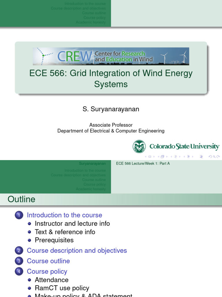 ECE 566: Wind Energy Systems Course | PDF | Wind Power | Power Station