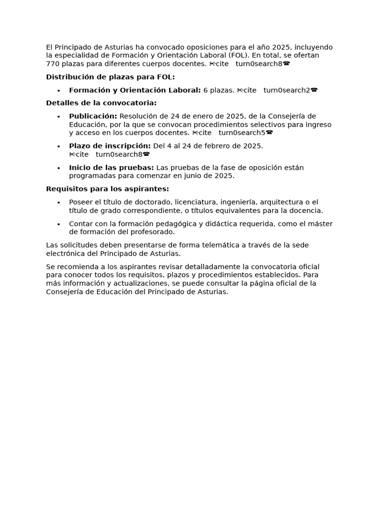 El Principado de Asturias Ha Convocado Oposiciones para El Año 2025 | PDF