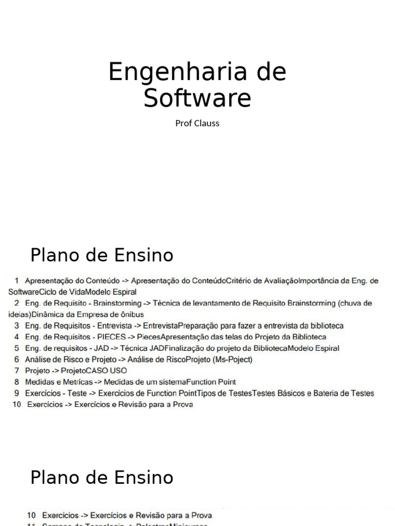 Engenharia de Software Aula 1 2025 | PDF | Engenharia de Software