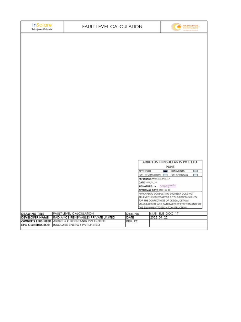 Fault Level Calculation for Solar Substations | PDF | Electrical ...