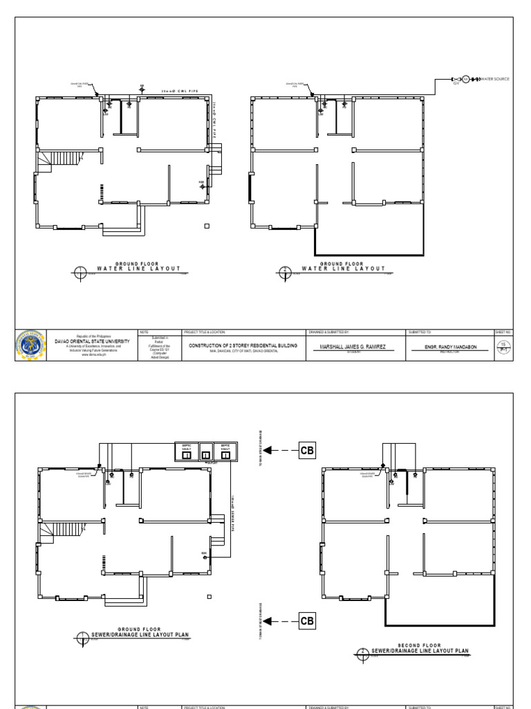 Water and Sewer Line Layout Plans | PDF | Plumbing | Pipe (Fluid ...