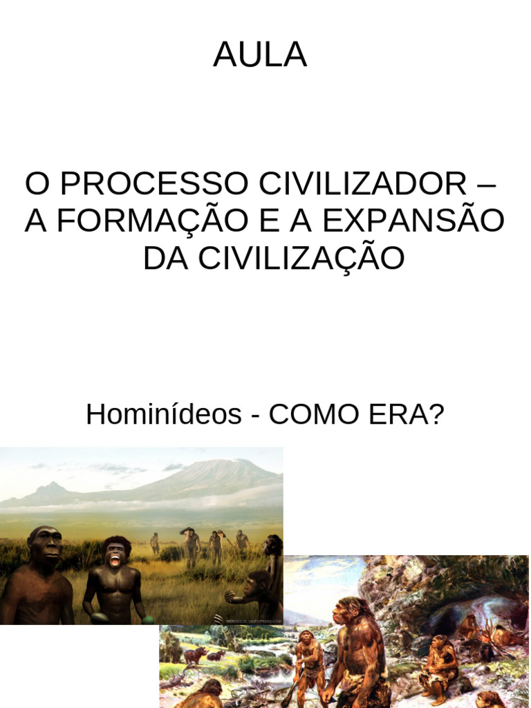 Aula - O PROCESSO CIVILIZADOR - A FORMAÇÃO E A EXPANSÃO DA CIVILIZAÇÃO ...