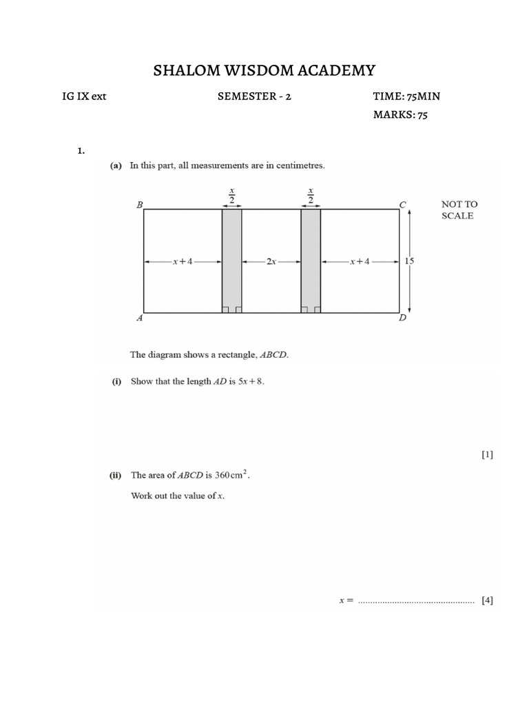 Shalom Wisdom Academy Semester 2 Exam | PDF