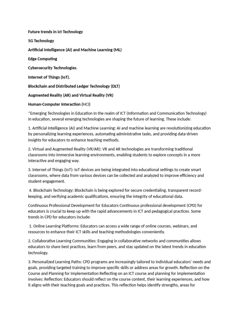 Future Trends in ICT for Education | PDF | Educational Technology ...
