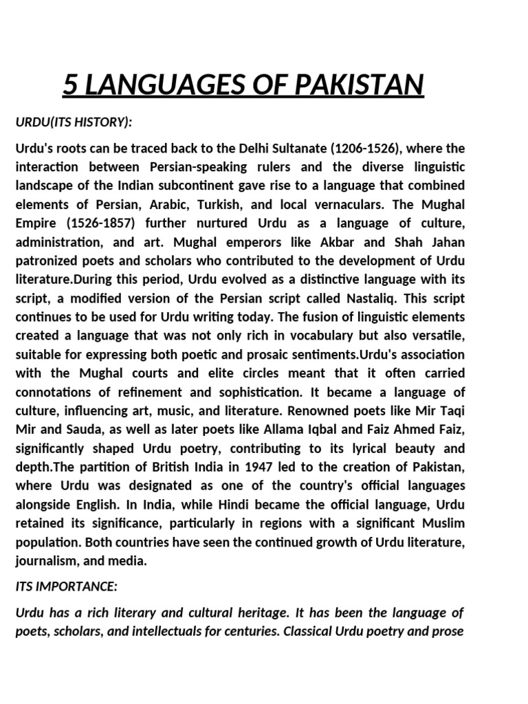 Languages of Pakistan: History & Importance | PDF | Urdu | Pakistan