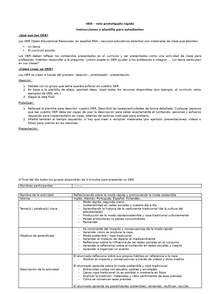 OER: Prototipado de Moda Sostenible | PDF | Plan de estudios ...