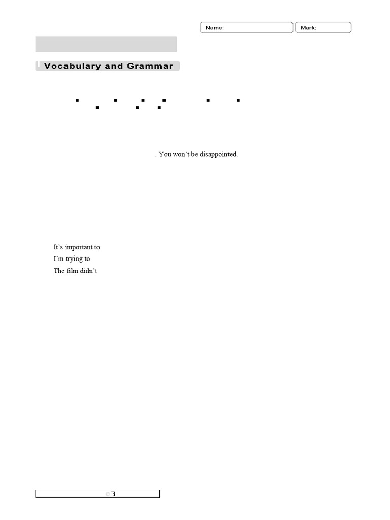 Unit 3 Test Level 2: Vocabulary & Grammar | PDF | Grammar | Syntax