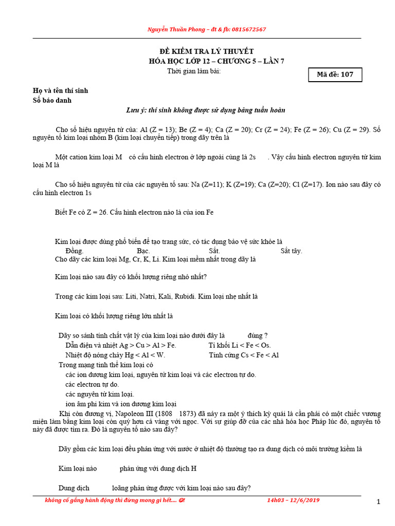 Hóa 12 - LT - 5.7 | PDF
