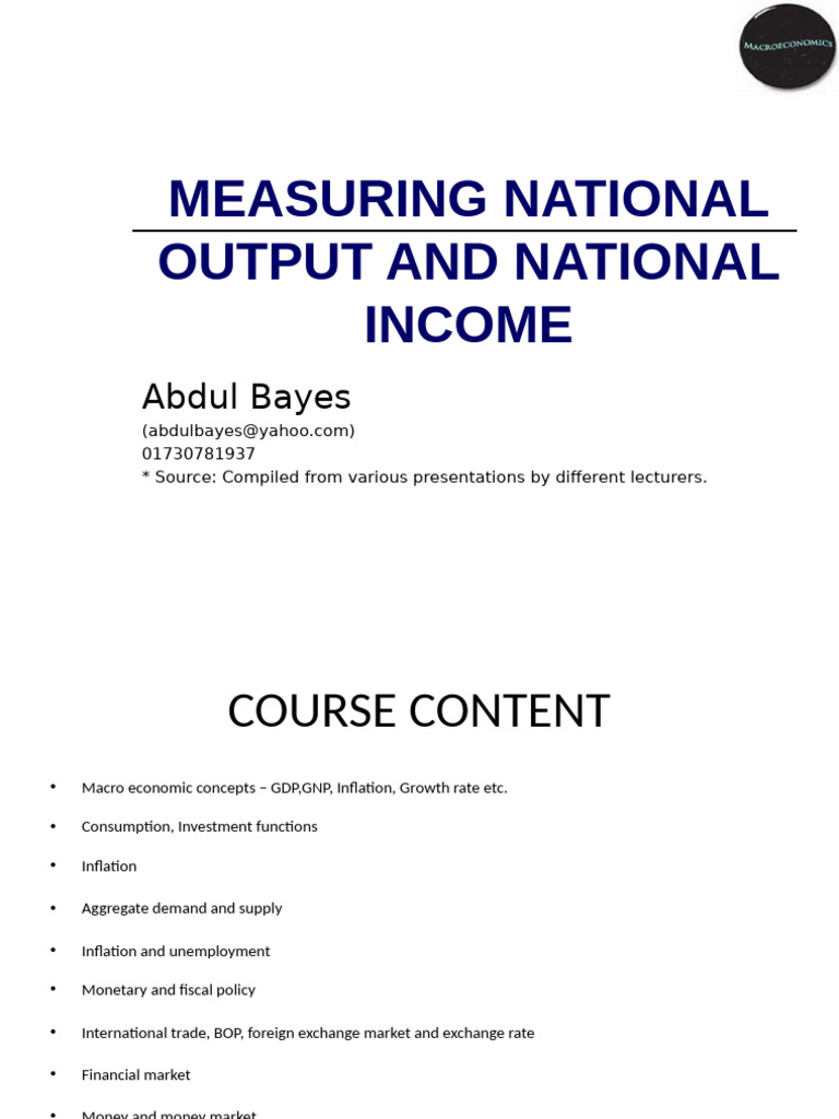 National Income and GDP Measurement Guide | PDF | Gross Domestic ...