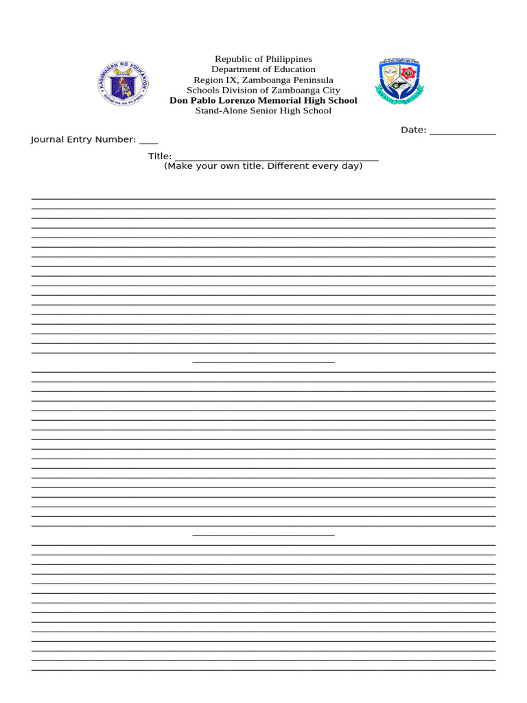 Daily Journal Entry Template | PDF
