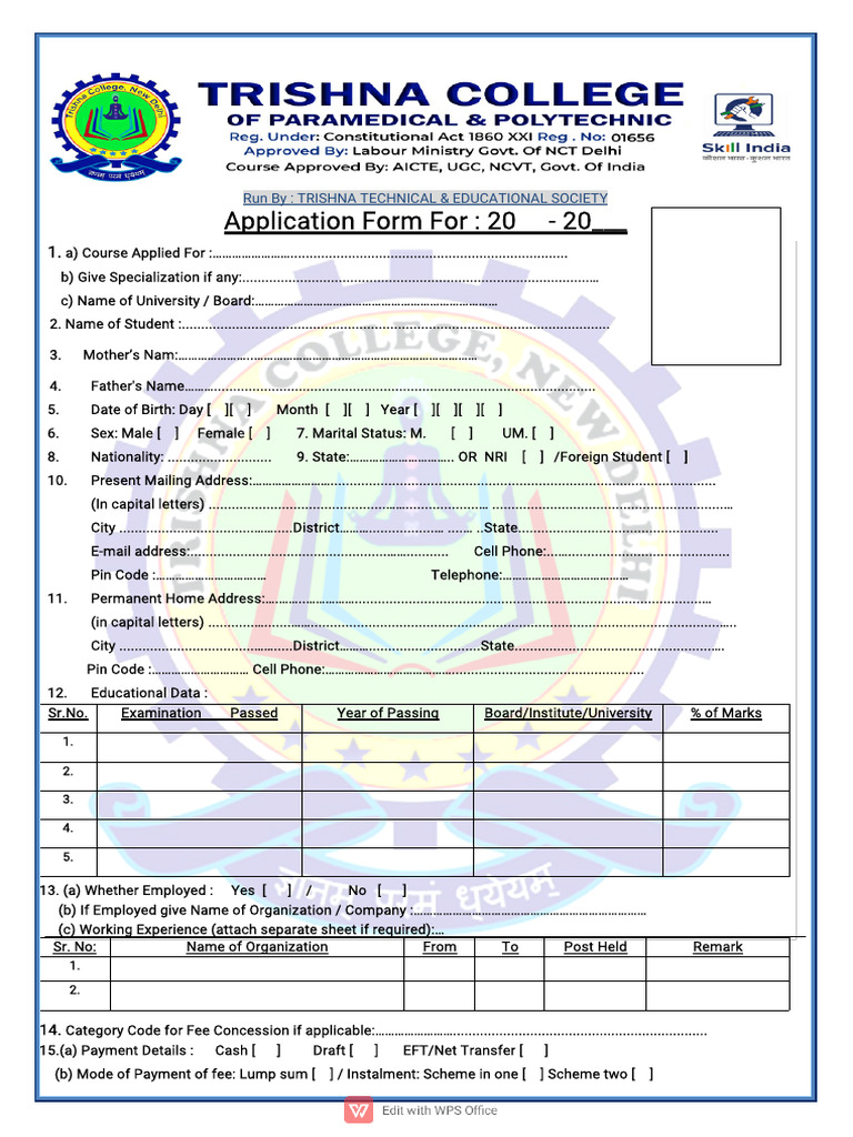 College Admission Application Form | PDF