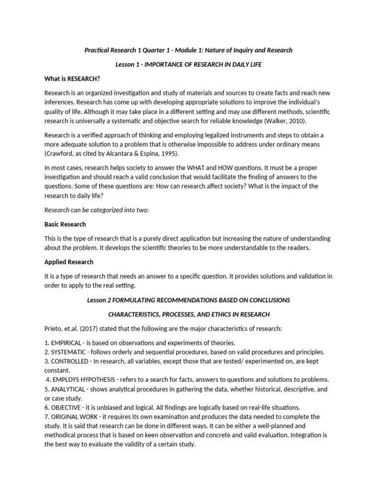 Practical Research 1 Module (1) | PDF | Qualitative Research | Methodology