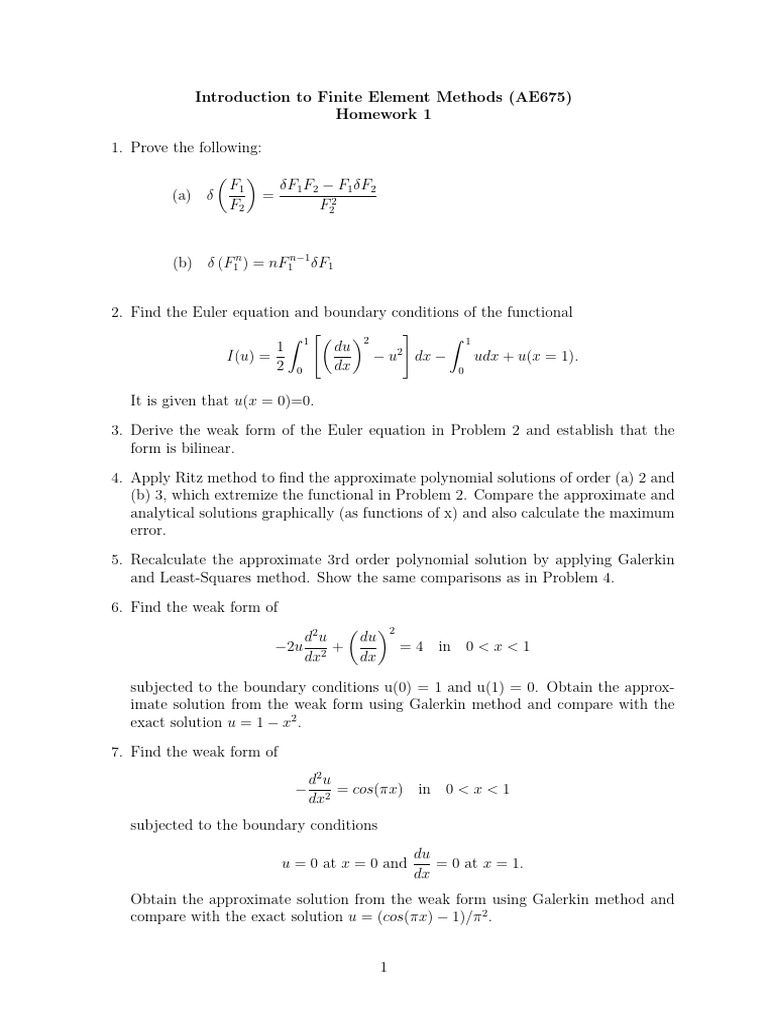 Finite Element Methods Homework Solutions | PDF | Finite Element Method ...