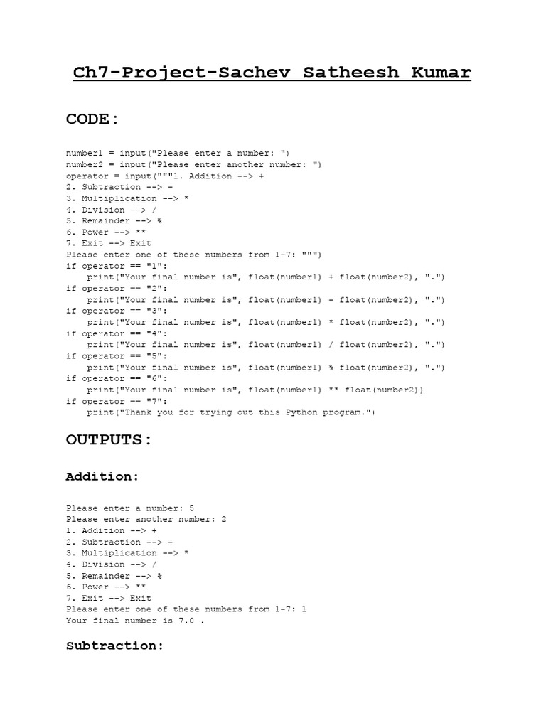 Ch7-Project-Sachev Satheesh Kumar | PDF | Computer Programming ...