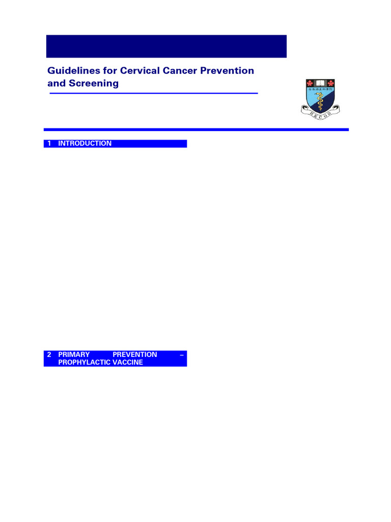 Cervical Cancer Prevention Guidelines | PDF | Cervical Cancer ...