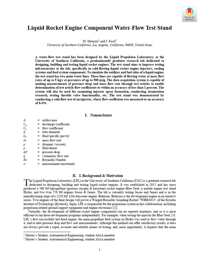 Water-Flow Test Stand for Rocket Engines | PDF | Liquid Propellant ...