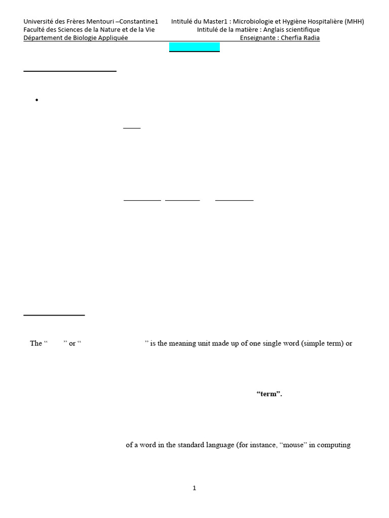 terminology | PDF | Infection | Hospital Acquired Infection - Basic Germ Therapy Terms Standard