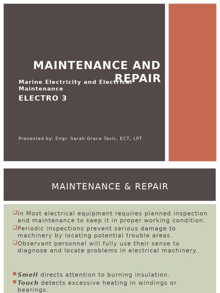 Marine Electrical Maintenance Guide | PDF | Electric Motor | Electricity