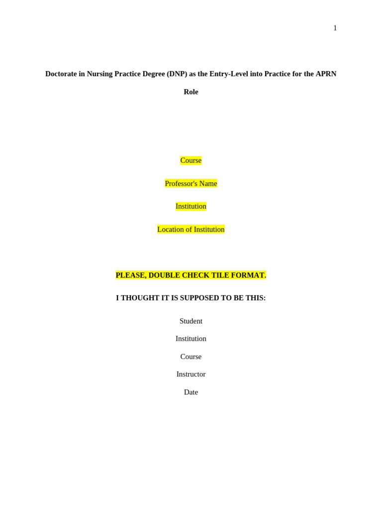 DNP as Entry-Level for APRNs | PDF | Nursing | Health Care