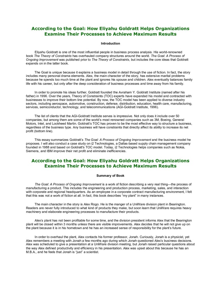 According To The Goal Pdf Inventory Supply Chain