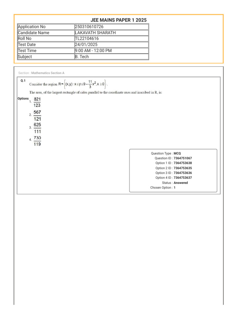 JEE Mains 2025 Answer Key and Status | PDF | Multiple Choice ...